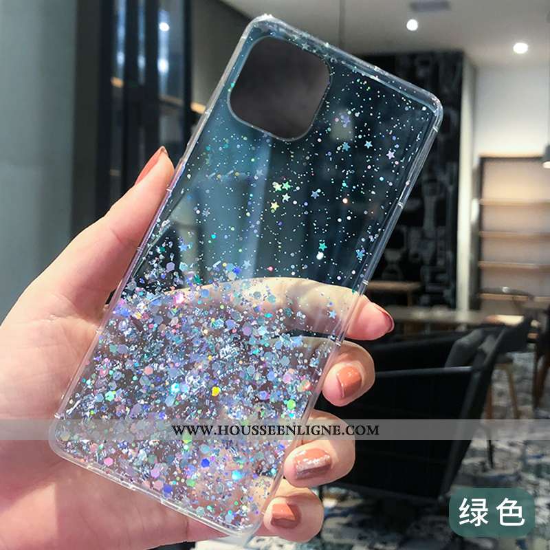 Étui iPhone 12 Pro Luxe Transparent Net Rouge Argent Téléphone Portable Rose Blanche