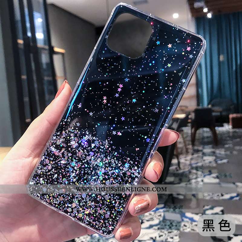 Étui iPhone 12 Pro Luxe Transparent Net Rouge Argent Téléphone Portable Rose Blanche