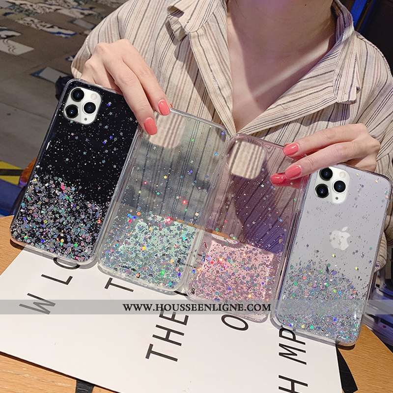 Étui iPhone 12 Pro Luxe Transparent Net Rouge Argent Téléphone Portable Rose Blanche