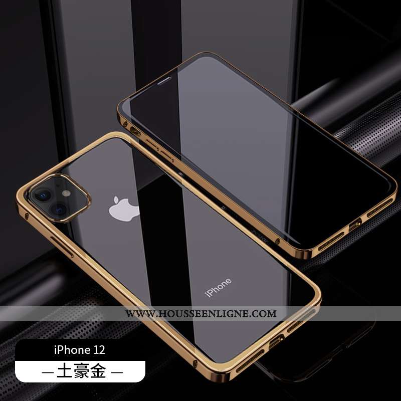 Étui iPhone 12 Protection Luxe Téléphone Portable Reversible Tendance Net Rouge Noir