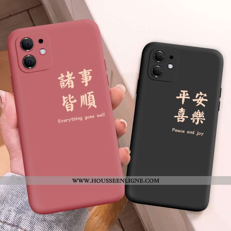 Étui iPhone 12 Silicone Créatif Noir Rouge Téléphone Portable Tout Compris Coque