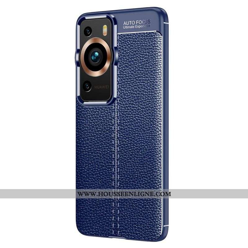 Coque Huawei P60 Pro Effet Cuir Litchi Double Line
