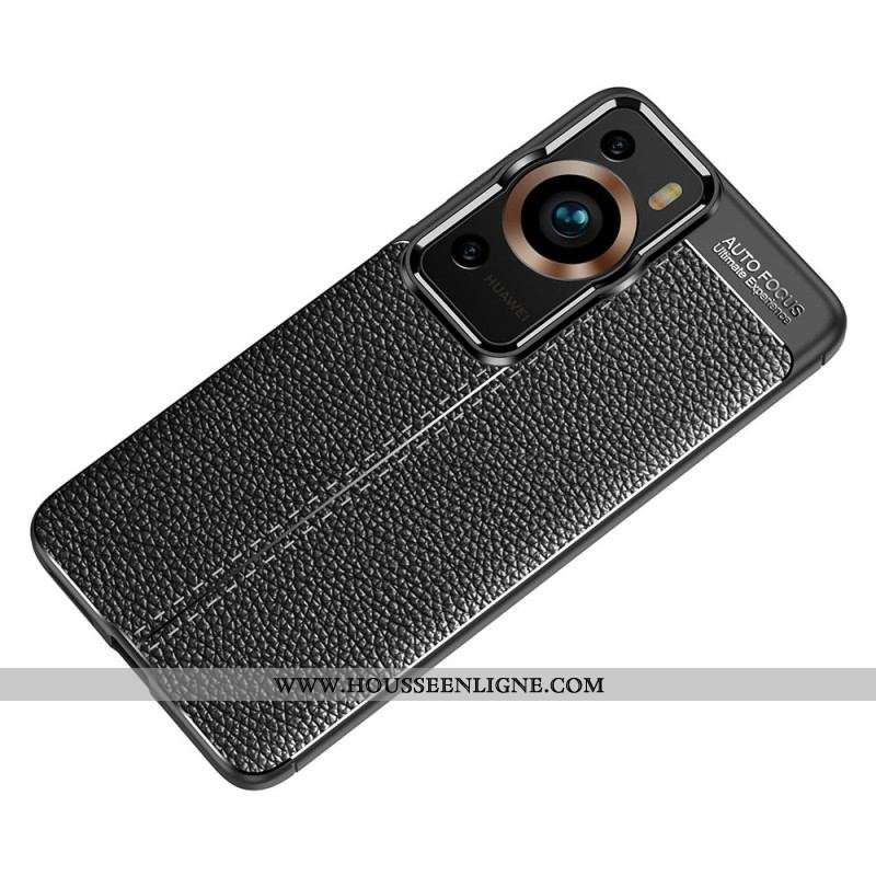 Coque Huawei P60 Pro Effet Cuir Litchi Double Line