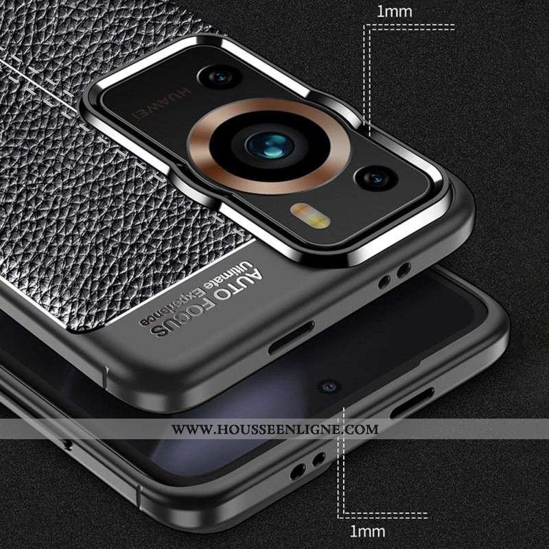 Coque Huawei P60 Pro Effet Cuir Litchi Double Line