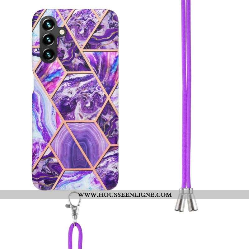 Coque Samsung Galaxy A14 5G / A14 à Cordon Style Marbre