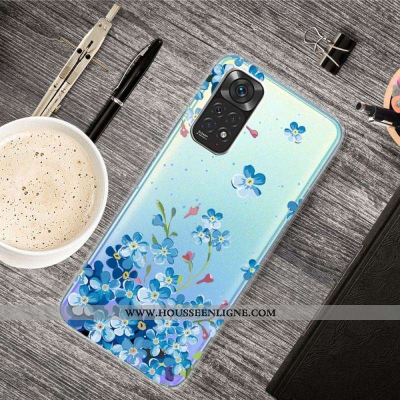 Coque Xiaomi Redmi Note 11 Pro / Note 11 Pro 5G Bouquet de Fleurs Bleues
