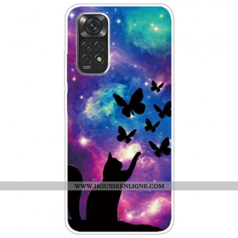 Coque Xiaomi Redmi Note 11 Pro / Note 11 Pro 5G Chat et Papillons Dans l'Espace