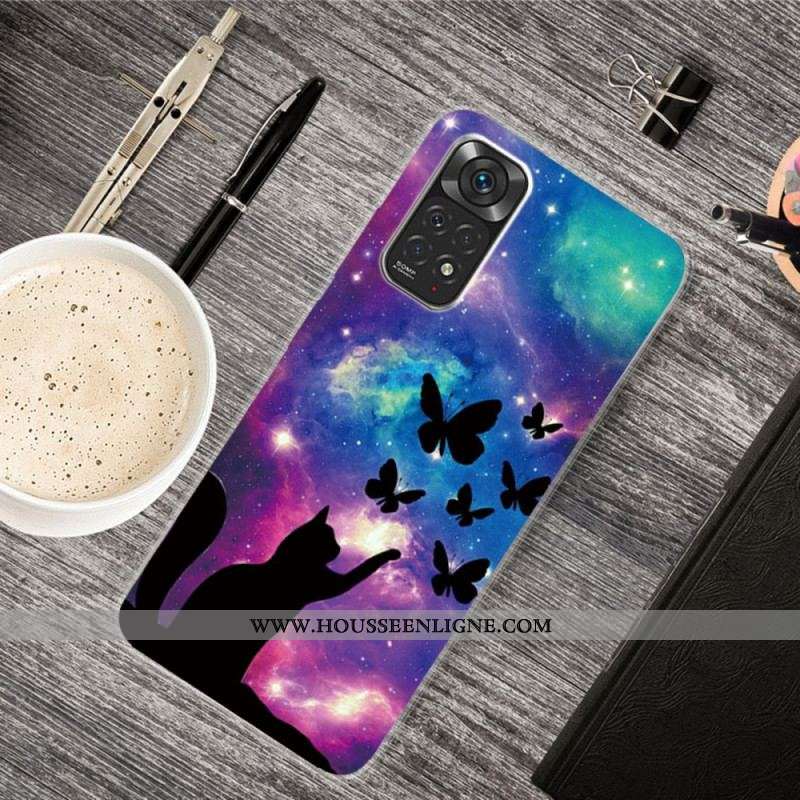 Coque Xiaomi Redmi Note 11 Pro / Note 11 Pro 5G Chat et Papillons Dans l'Espace