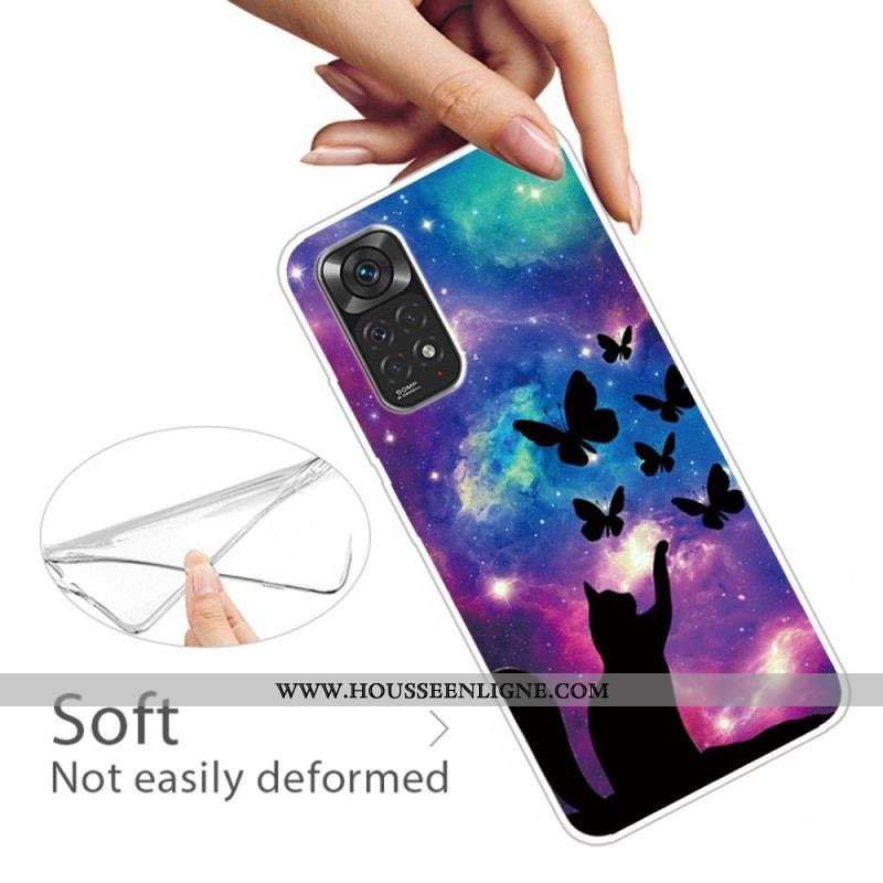 Coque Xiaomi Redmi Note 11 Pro / Note 11 Pro 5G Chat et Papillons Dans l'Espace