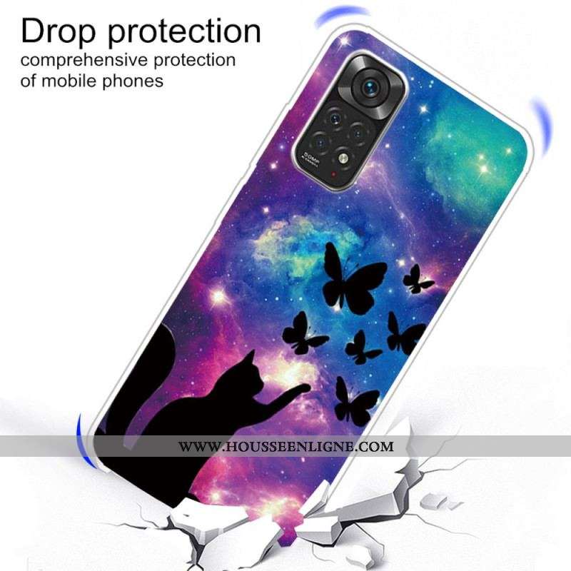 Coque Xiaomi Redmi Note 11 Pro / Note 11 Pro 5G Chat et Papillons Dans l'Espace