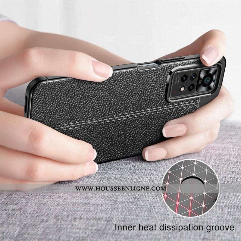 Coque Xiaomi Redmi Note 11 Pro / Note 11 Pro 5G Effet Cuir Litchi Double Line