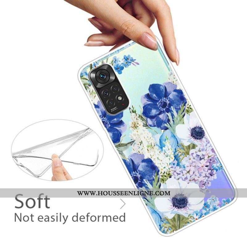 Coque Xiaomi Redmi Note 11 Pro / Note 11 Pro 5G Fleurs Bleues Aquarelle