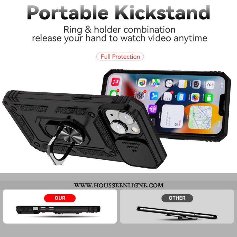 Coque iPhone 15 Anneau-Support et Protecteur Lentilles