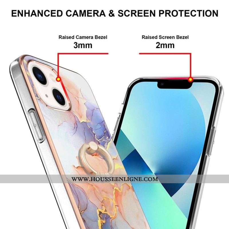 Coque iPhone 15 Plus Anneau-Support Marbre