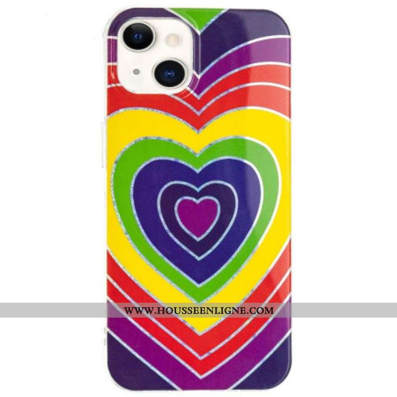 Coque iPhone 15 Plus Coeur Psychédélique