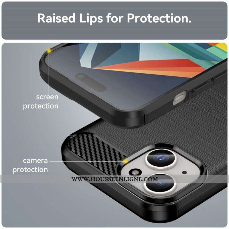 Coque iPhone 15 Plus Fibre Carbone Brossée