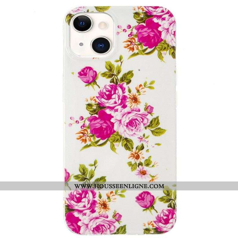 Coque iPhone 15 Plus Fluorescente Fleurs