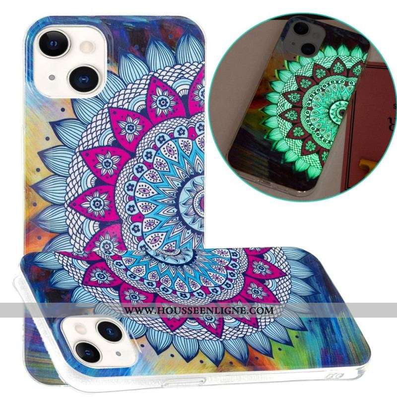 Coque iPhone 15 Plus Fluorescente Mandala