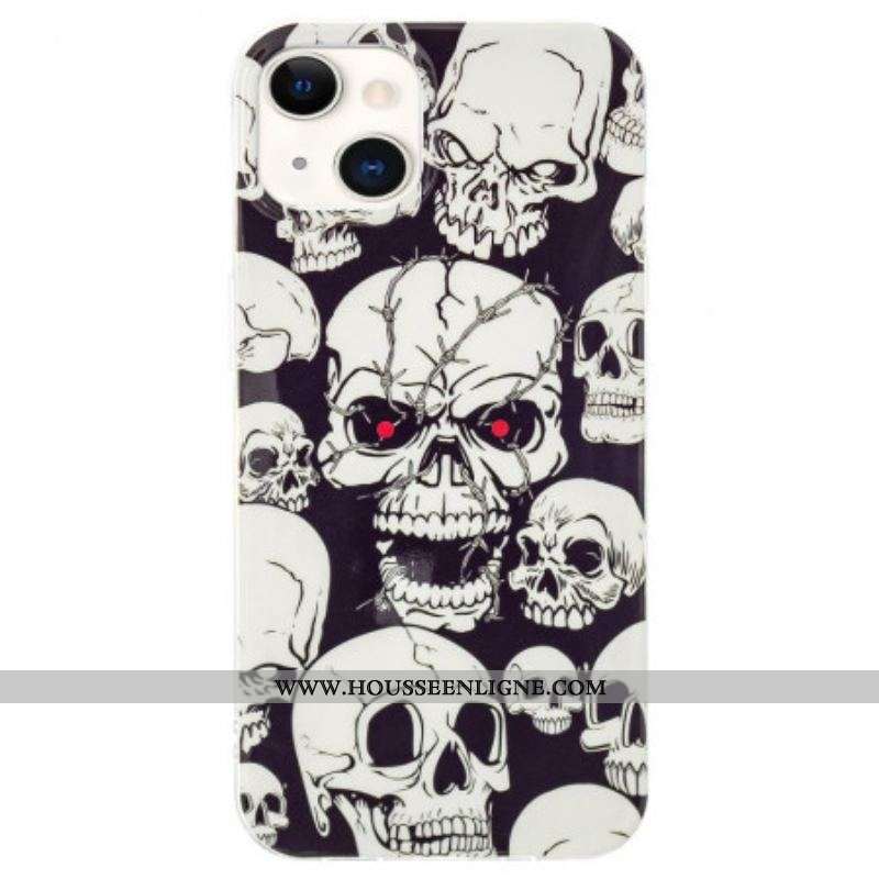 Coque iPhone 15 Plus Fluorescente Têtes de Mort