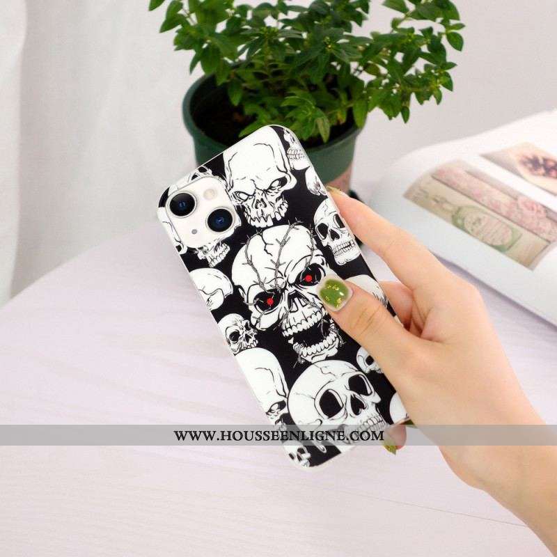 Coque iPhone 15 Plus Fluorescente Têtes de Mort
