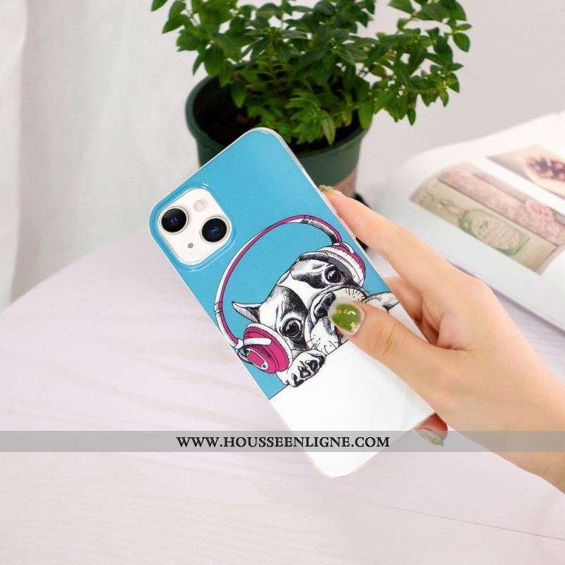 Coque iPhone 15 Plus Fluorescente Écouteurs