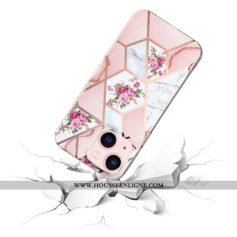 Coque iPhone 15 Plus Marbre Floral