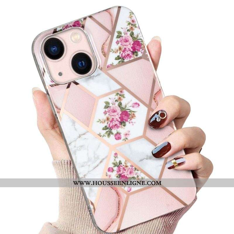Coque iPhone 15 Plus Marbre Floral