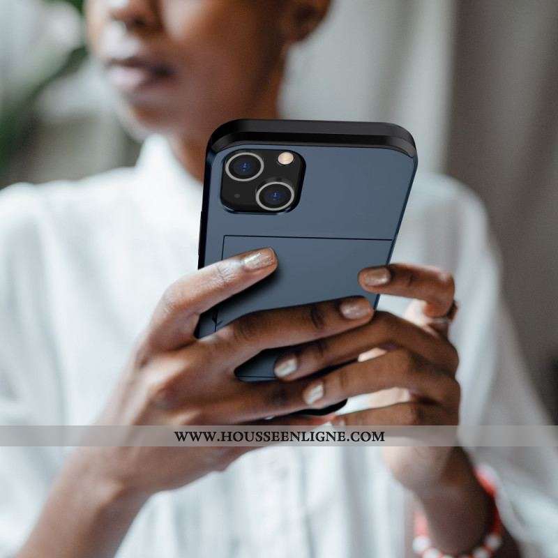 Coque iPhone 15 Plus Porte-Cartes Intégré Effet Métal