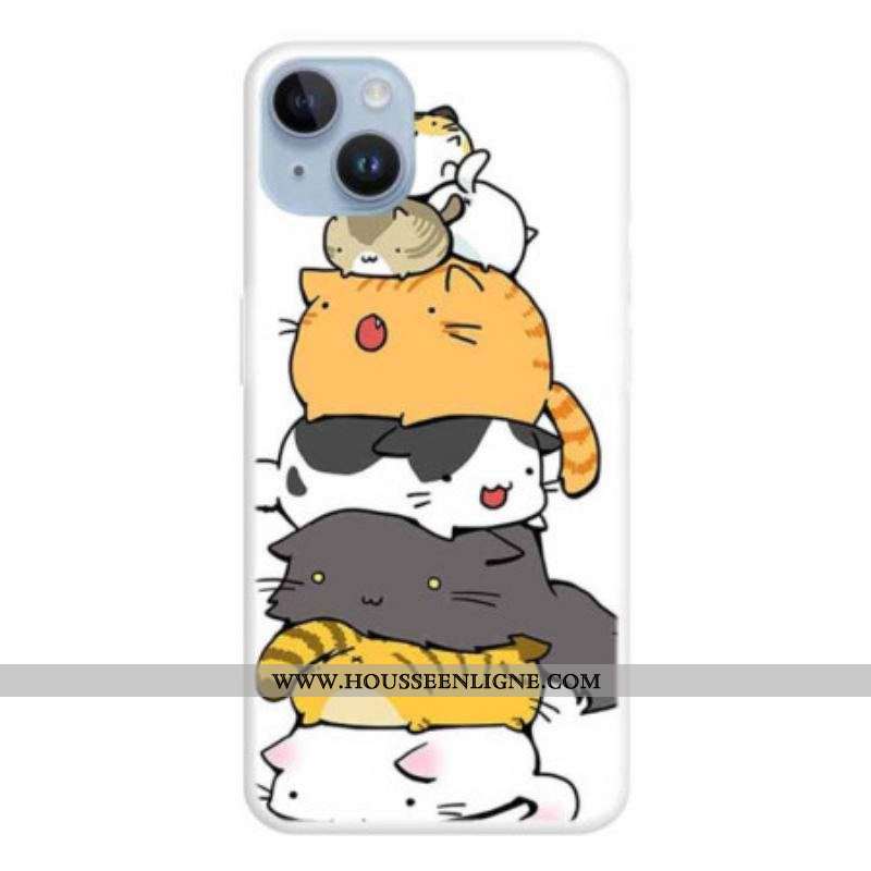 Coque iPhone 15 Plus Tas de Chats