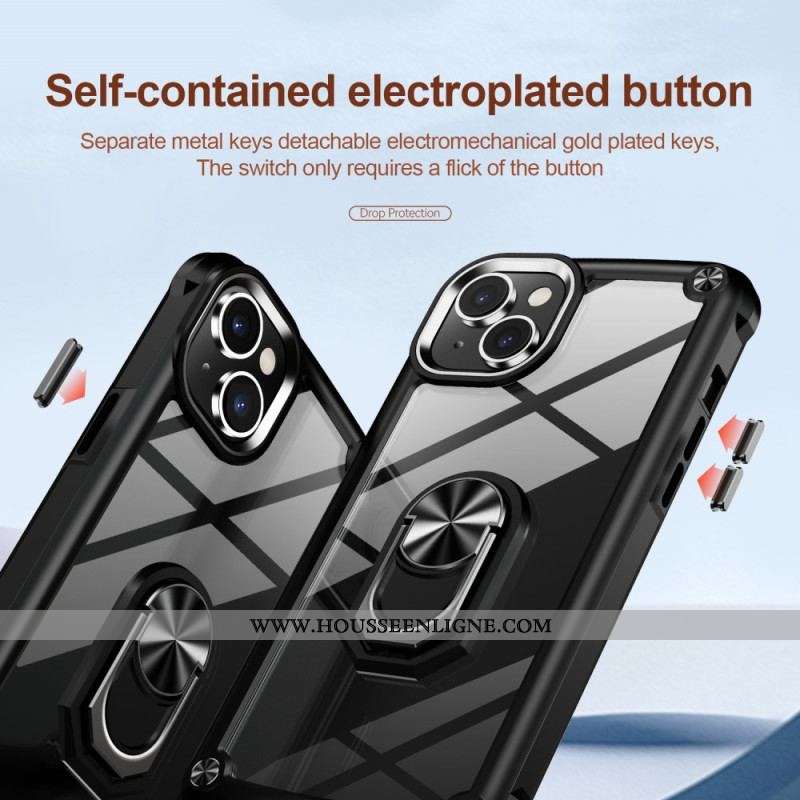Coque iPhone 15 Plus Transparente avec Anneau-Support