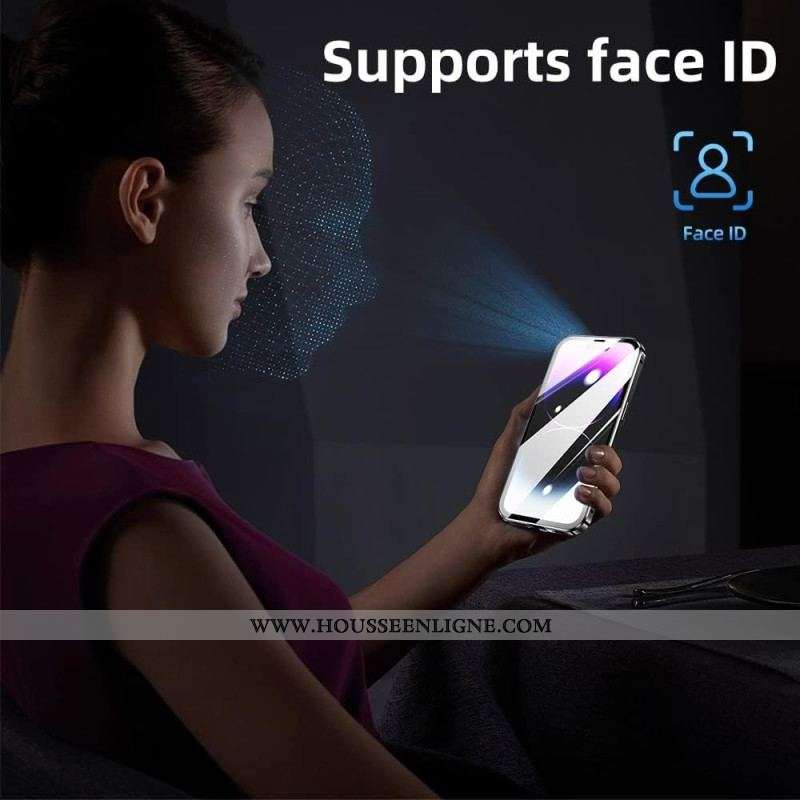 Coque iPhone 15 Plus Verre Trempé Avant et Arrière Cadre Métal