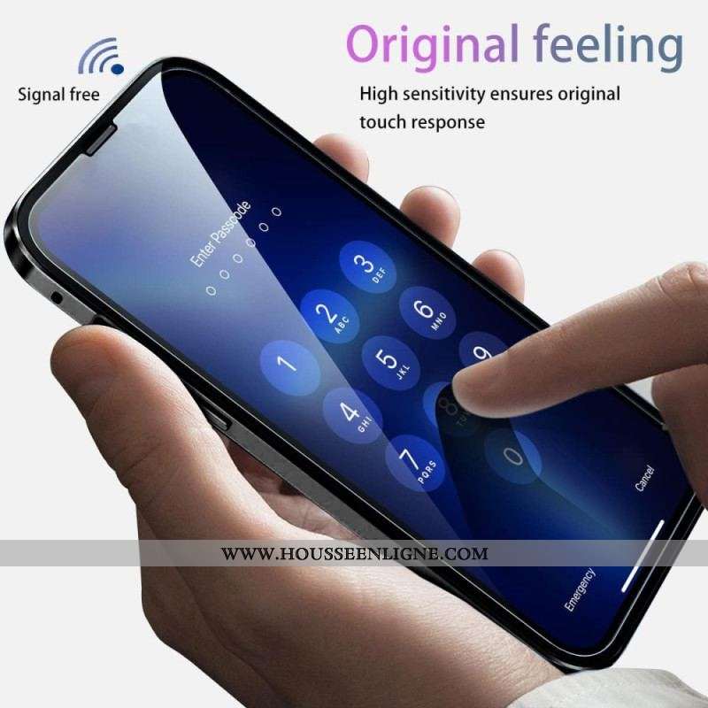Coque iPhone 15 Plus Verre Trempé Avant et Arrière Cadre Métal