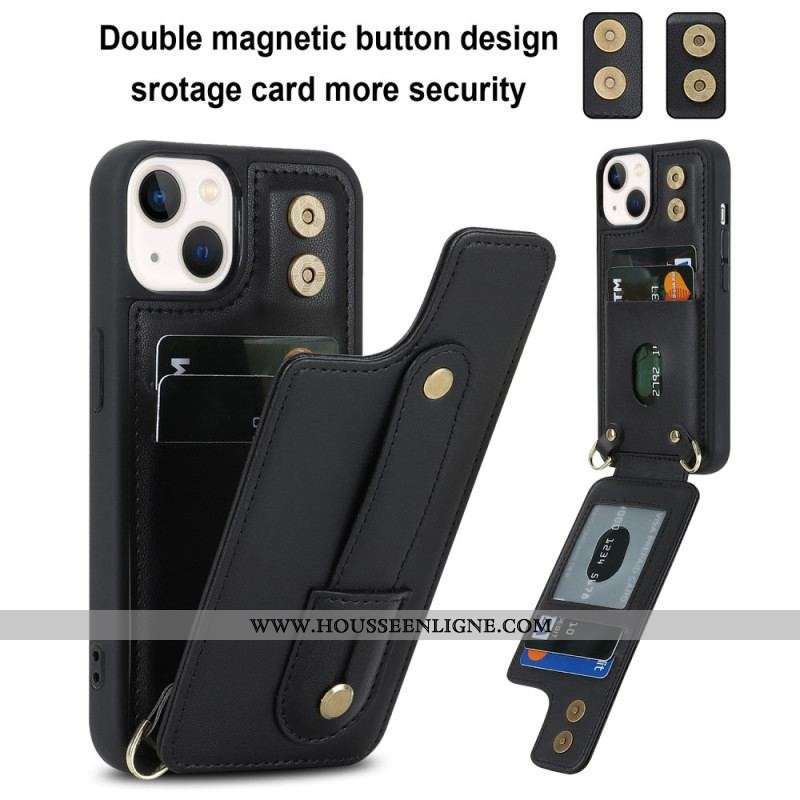 Coque iPhone 15 Porte-Cartes, Support, Sangle et Bandoulière