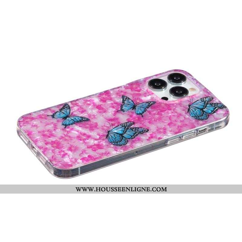 Coque iPhone 15 Pro Fleurs et Papillons