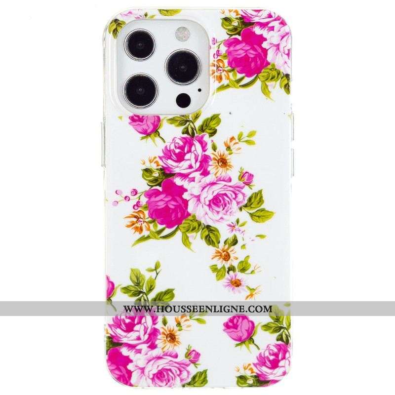 Coque iPhone 15 Pro Fluorescente Fleurs