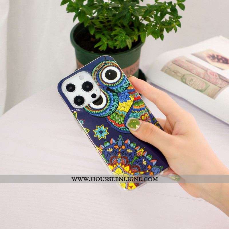 Coque iPhone 15 Pro Fluorescente Hibou