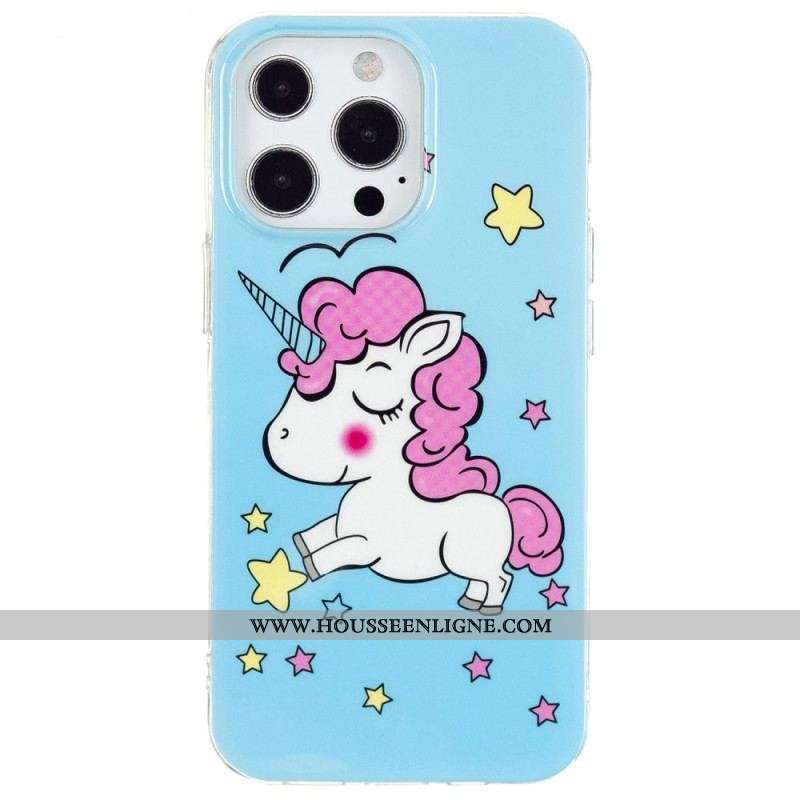 Coque iPhone 15 Pro Fluorescente Licorne