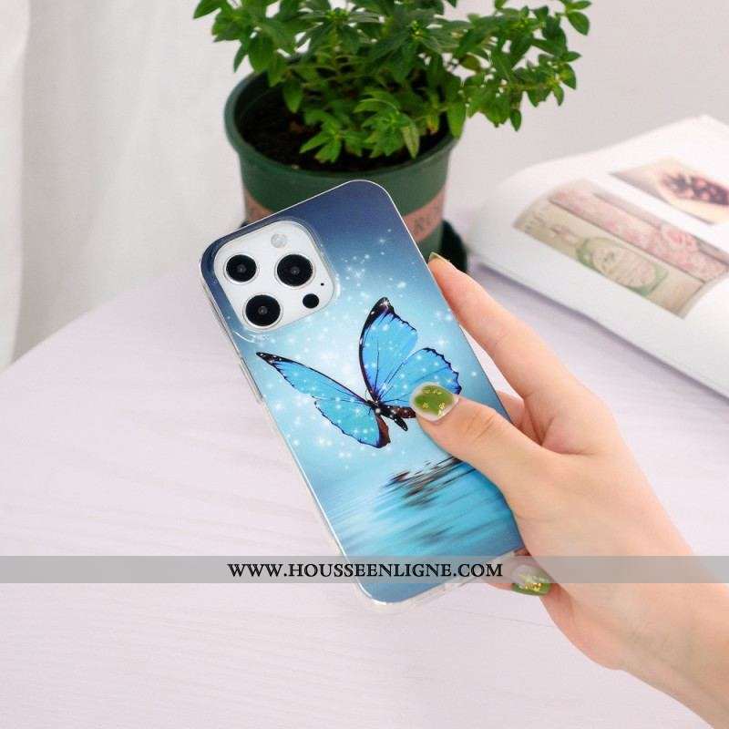 Coque iPhone 15 Pro Fluorescente Papillons