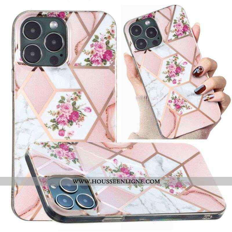 Coque iPhone 15 Pro Marbre Floral