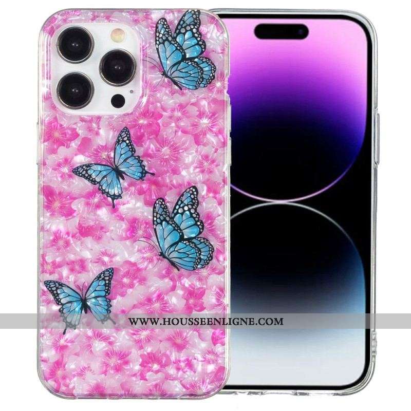 Coque iPhone 15 Pro Max Fleurs et Papillons