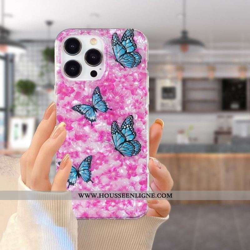Coque iPhone 15 Pro Max Fleurs et Papillons