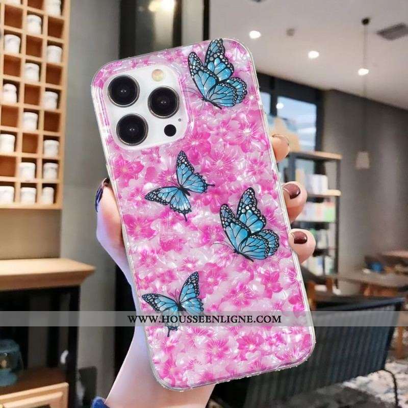 Coque iPhone 15 Pro Max Fleurs et Papillons