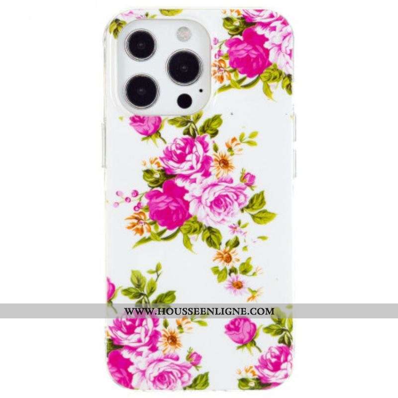 Coque iPhone 15 Pro Max Fluorescente Fleurs