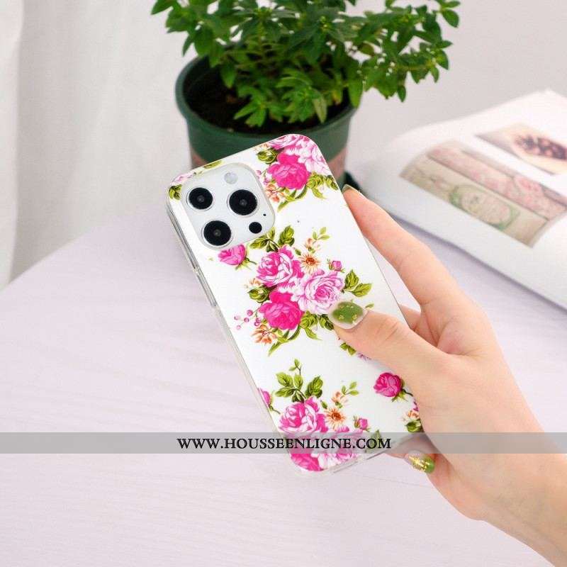 Coque iPhone 15 Pro Max Fluorescente Fleurs