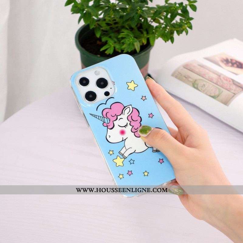 Coque iPhone 15 Pro Max Fluorescente Licorne