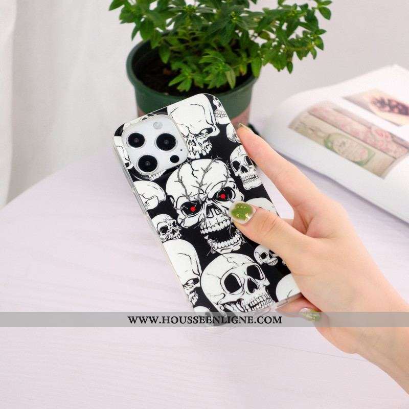 Coque iPhone 15 Pro Max Fluorescente Têtes de Mort