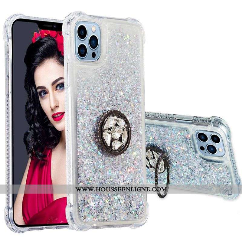 Coque iPhone 15 Pro Max Paillettes avec Anneau-Support