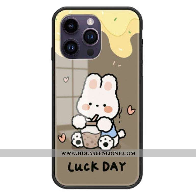 Coque iPhone 15 Pro Max Verre Trempé Milk Tea Rabbit