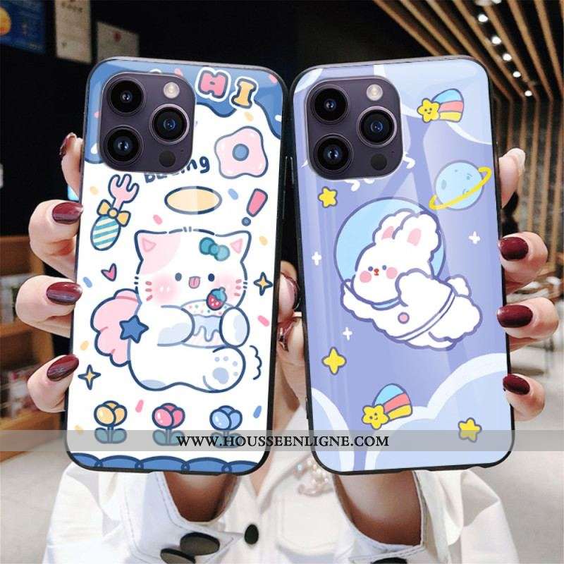 Coque iPhone 15 Pro Max Verre Trempé Milk Tea Rabbit