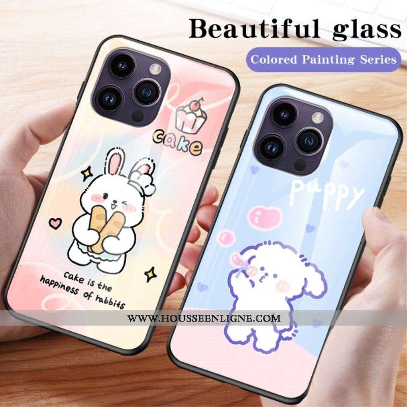 Coque iPhone 15 Pro Max Verre Trempé Milk Tea Rabbit